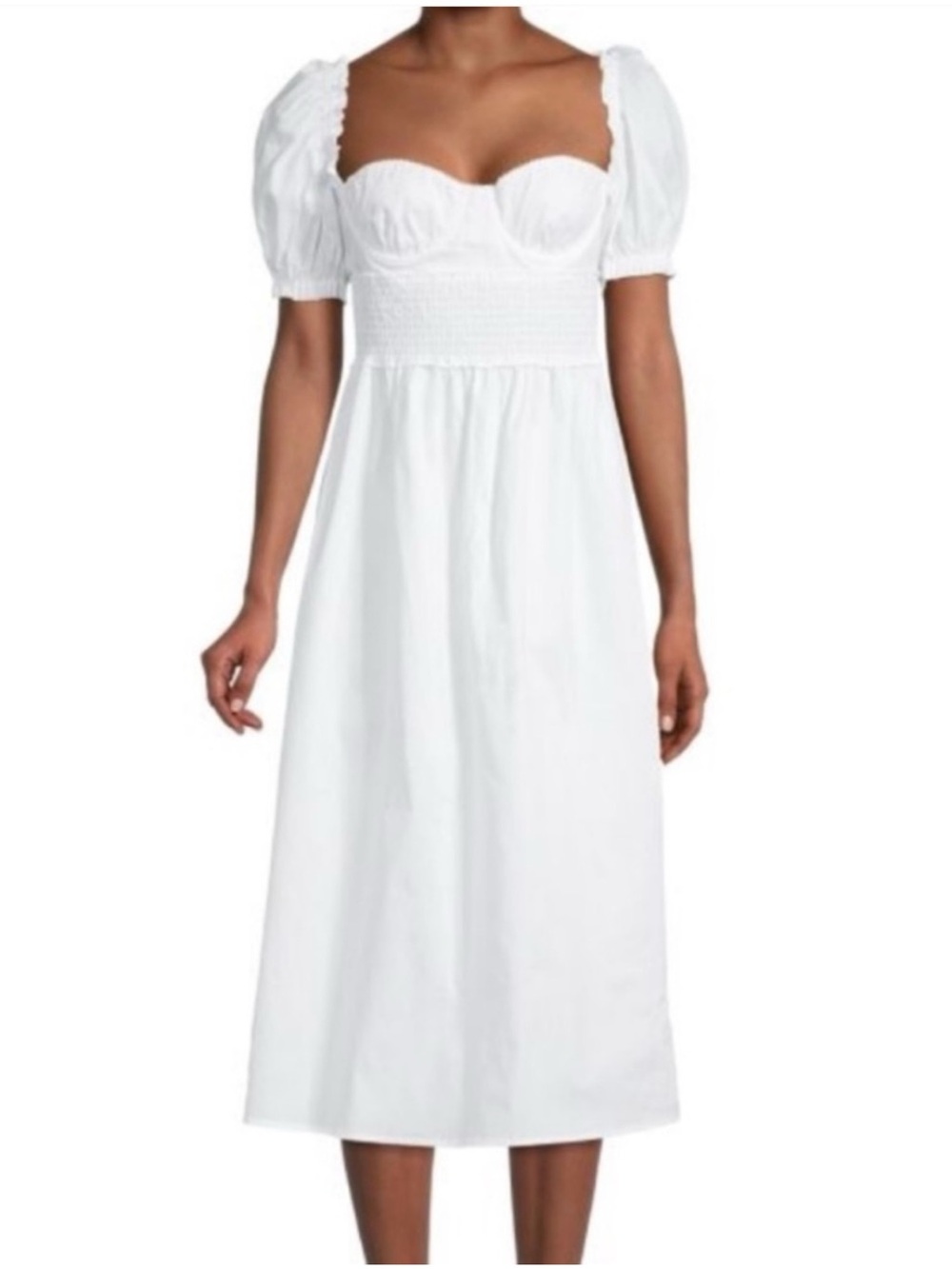 WeWoreWhat | corset puff sleeve cotton poplin midi dress